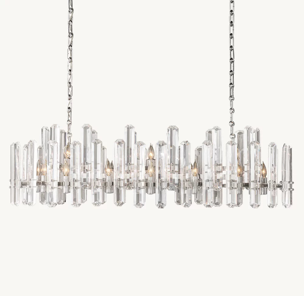Polished Crystal Prism Island Chandelier