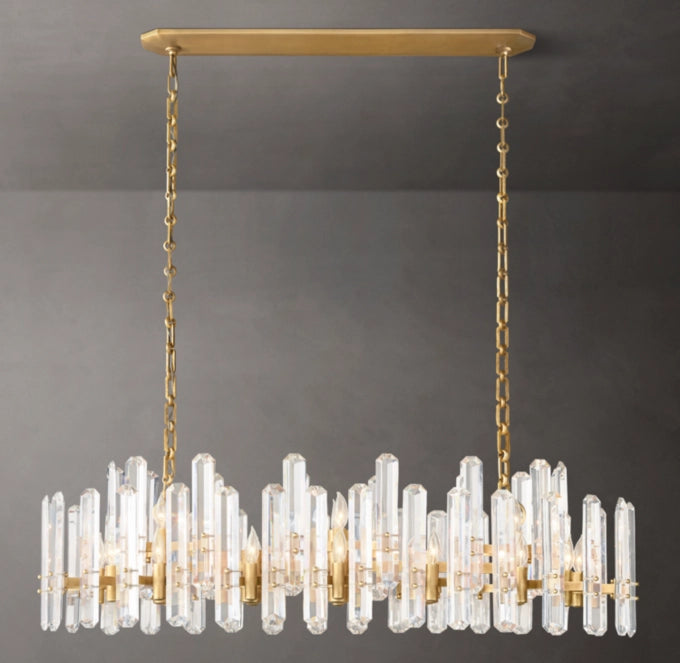 Polished Crystal Prism Island Chandelier