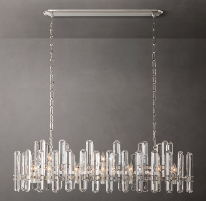 Polished Crystal Prism Island Chandelier