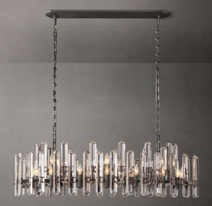 Polished Crystal Prism Island Chandelier