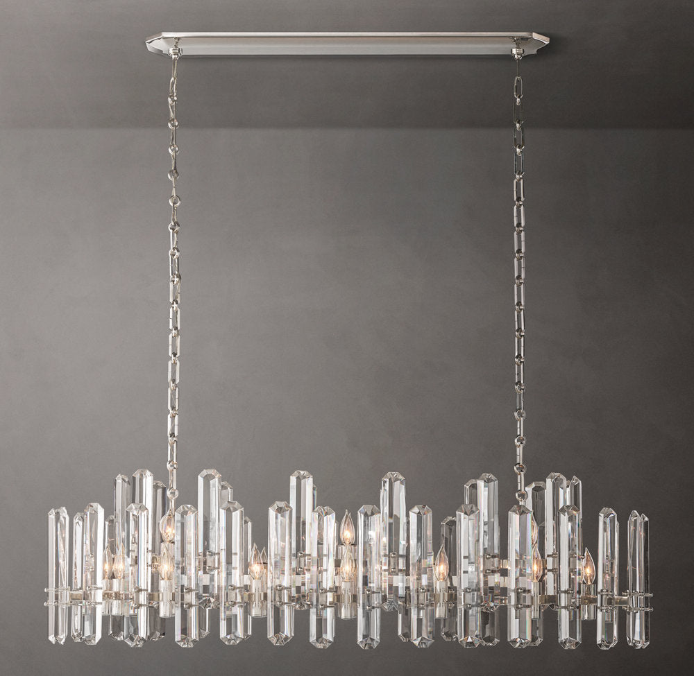 Polished Crystal Prism Island Chandelier