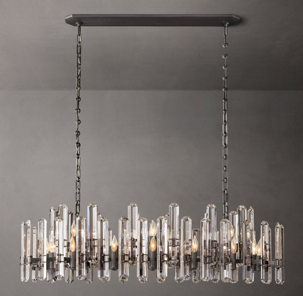 Polished Crystal Prism Island Chandelier