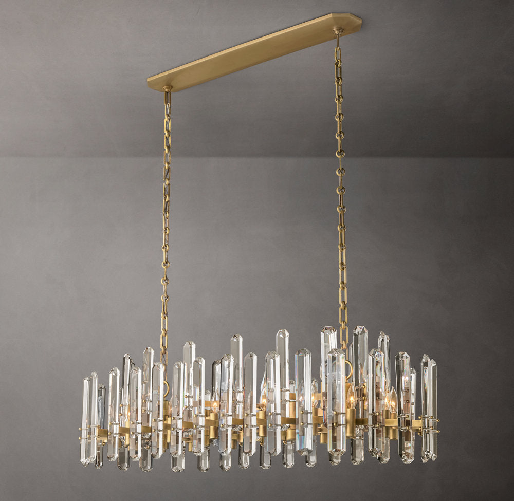 Polished Crystal Prism Island Chandelier