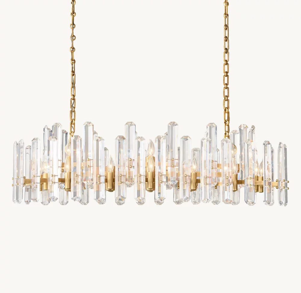 Polished Crystal Prism Island Chandelier
