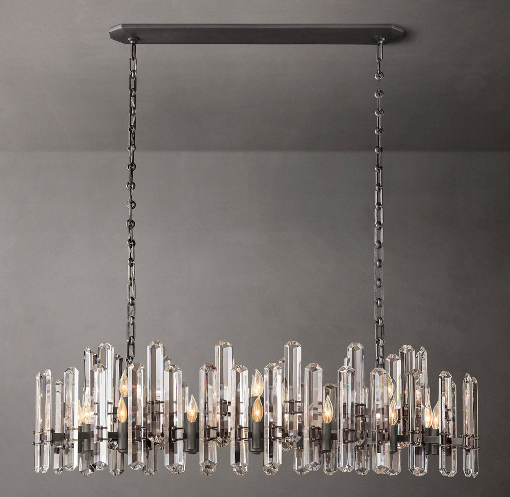 Polished Crystal Prism Island Chandelier