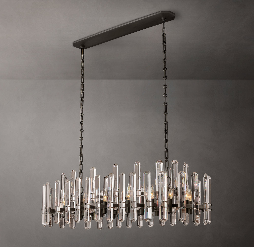 Polished Crystal Prism Island Chandelier