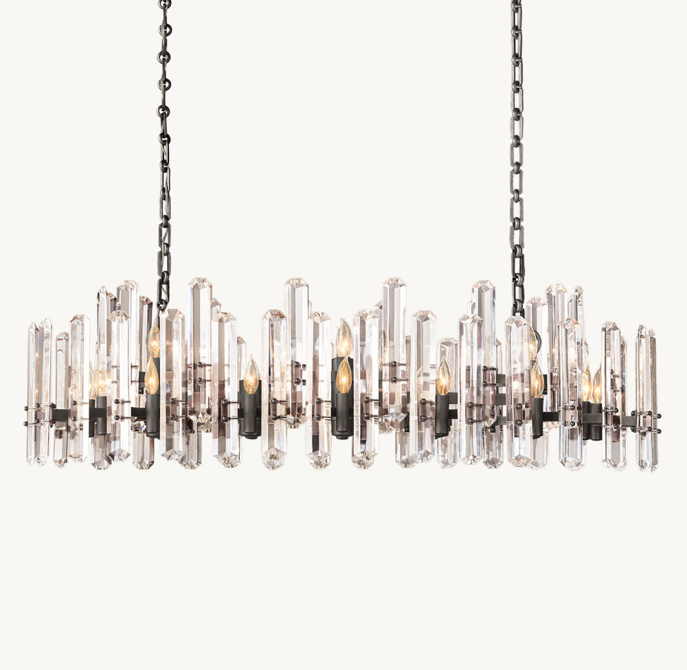 Polished Crystal Prism Island Chandelier