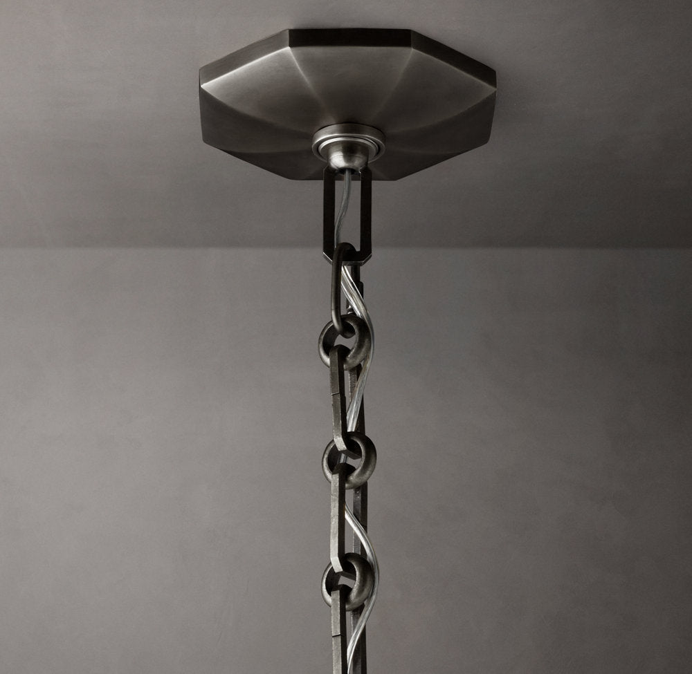 Polished K9 Prism Brass Ring Chandelier