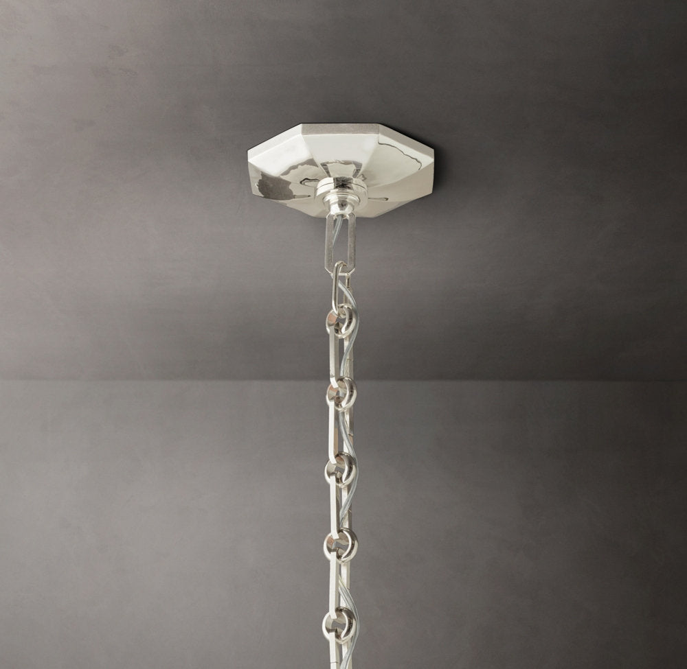 Polished K9 Prism Brass Ring Chandelier