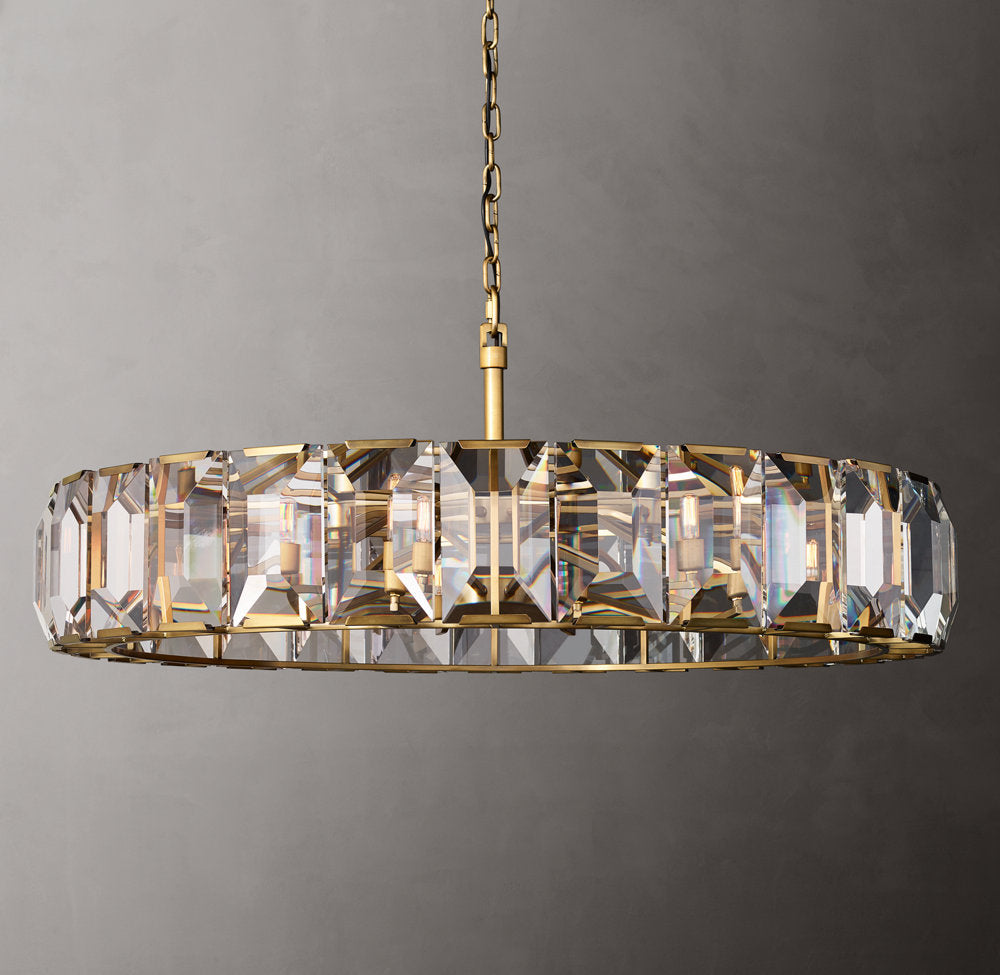 Rectangular Crystal Prism Drum Chandelier
