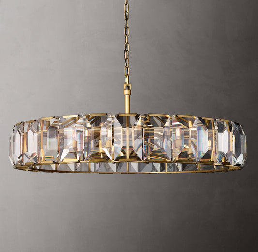 Rectangular Crystal Prism Drum Chandelier