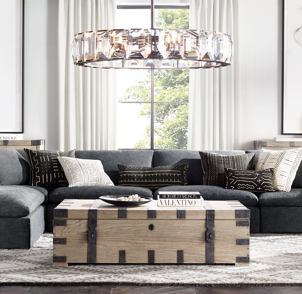 Rectangular Crystal Prism Drum Chandelier