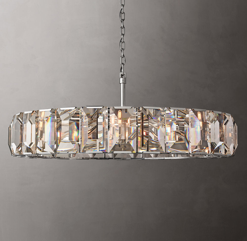 Rectangular Crystal Prism Drum Chandelier