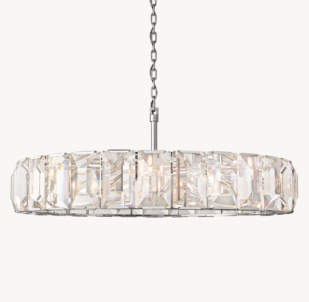 Rectangular Crystal Prism Drum Chandelier