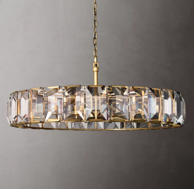 Rectangular Crystal Prism Drum Chandelier