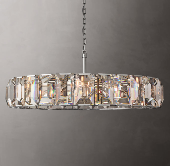 Rectangular Crystal Prism Drum Chandelier