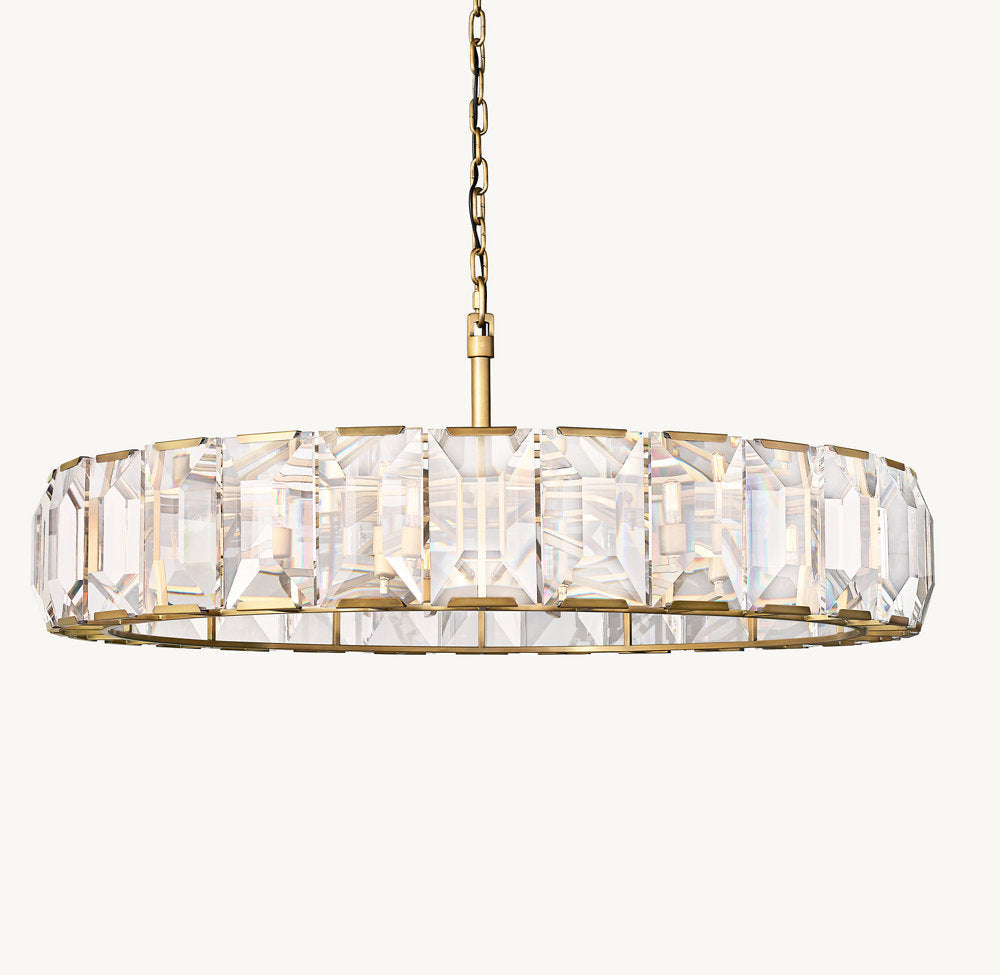 Rectangular Crystal Prism Drum Chandelier