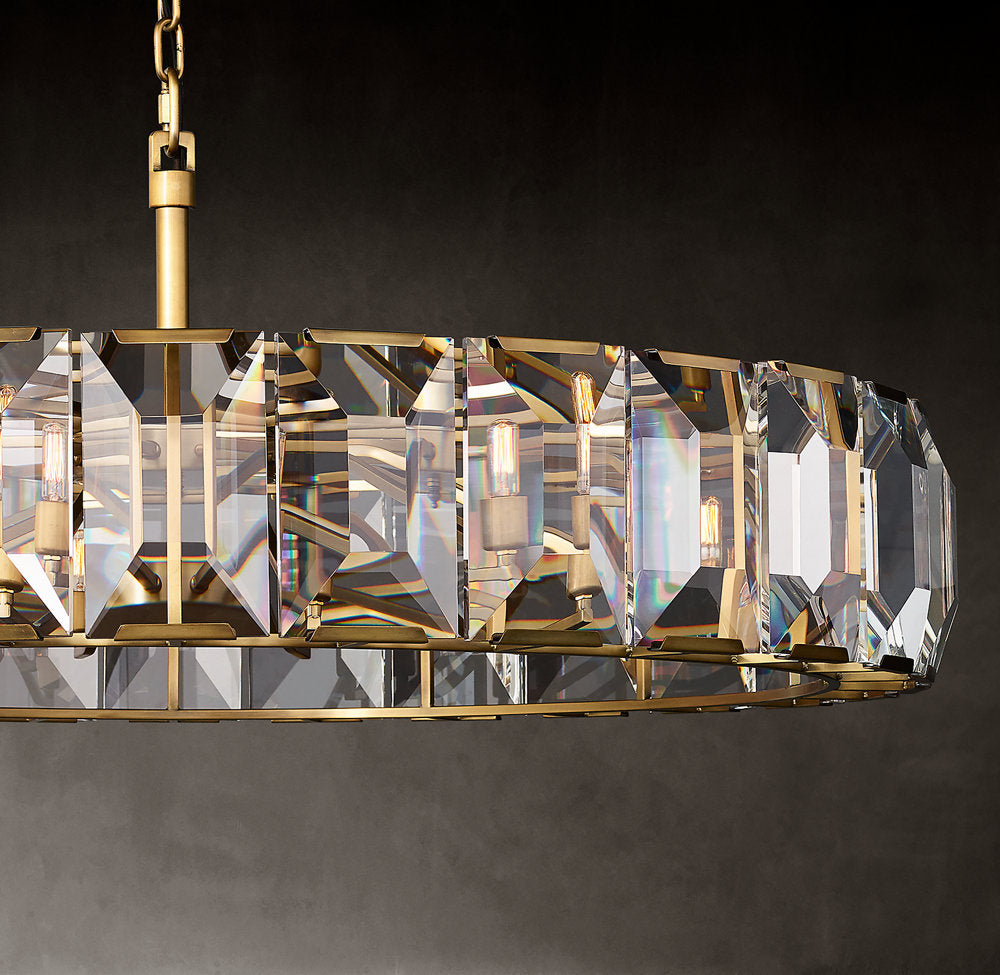 Rectangular Crystal Prism Drum Chandelier