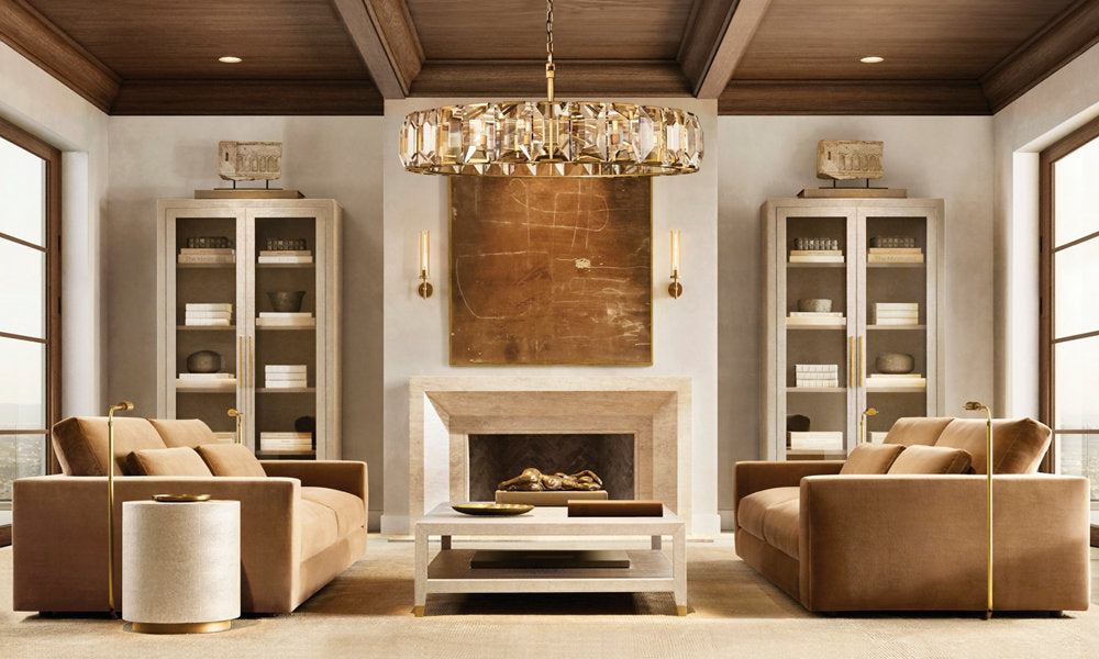 Rectangular Crystal Prism Drum Chandelier