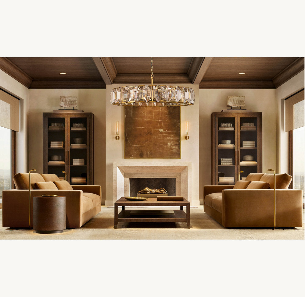 Rectangular Crystal Prism Drum Chandelier