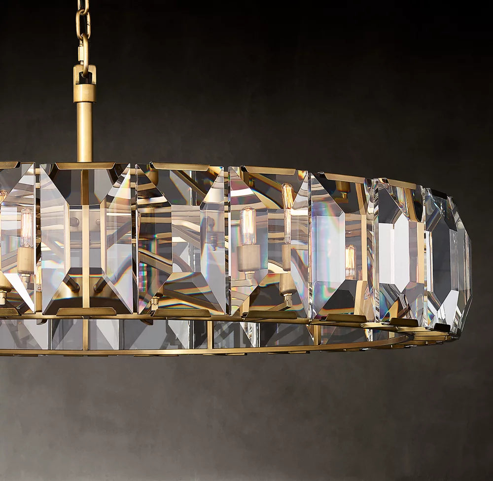 Rectangular Crystal Prism Ring Chandelier