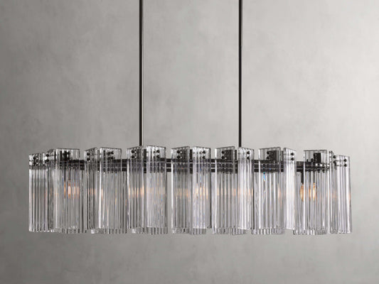 Reeded Glass Oval Glamour Chandelier