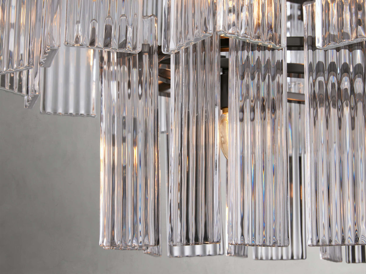 Reeded Glass Oval Glamour Chandelier