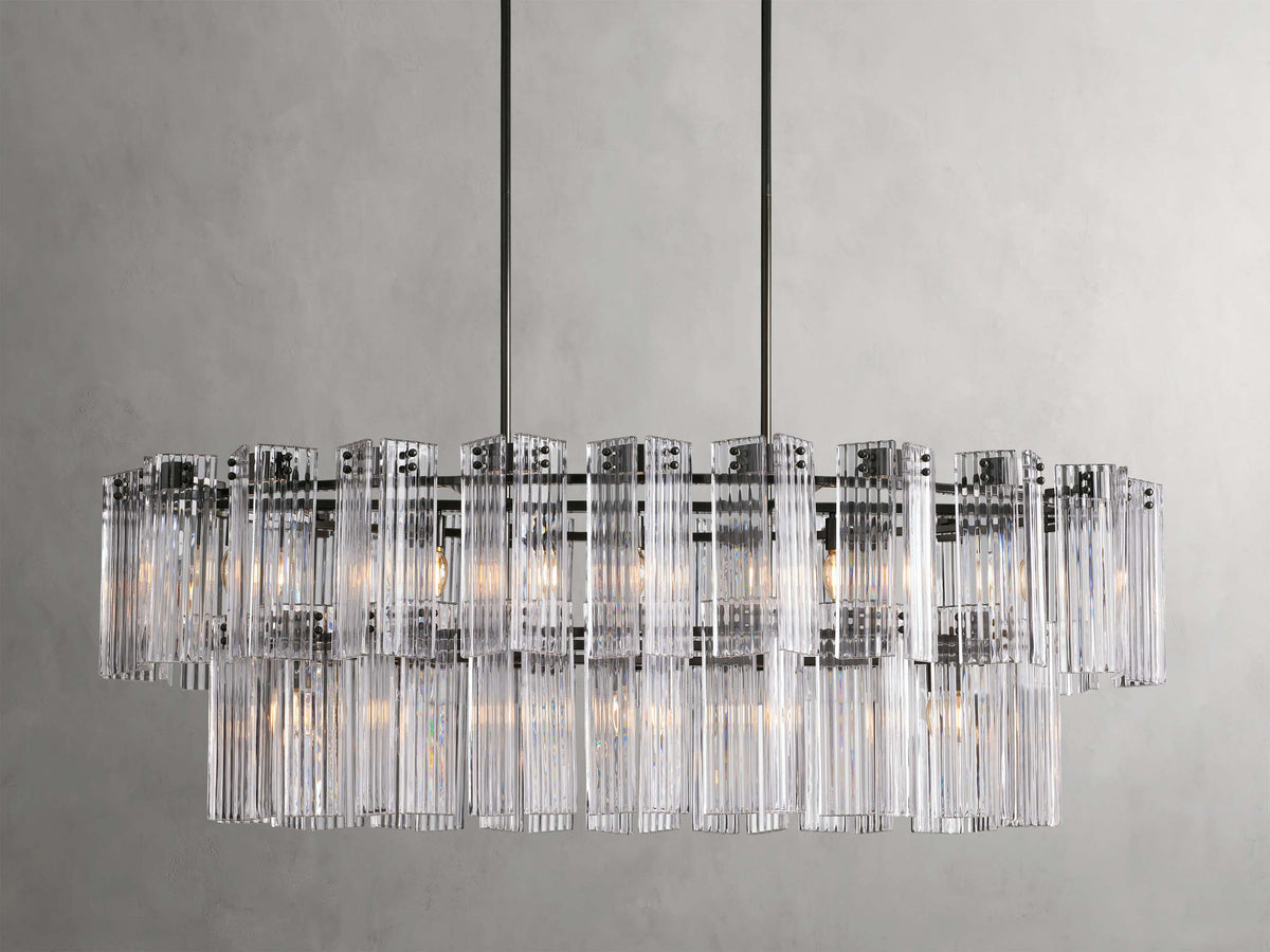 Reeded Glass Oval Glamour Chandelier