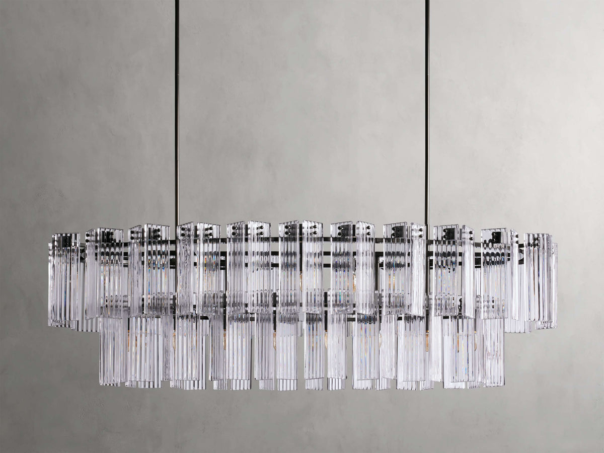 Reeded Glass Oval Glamour Chandelier