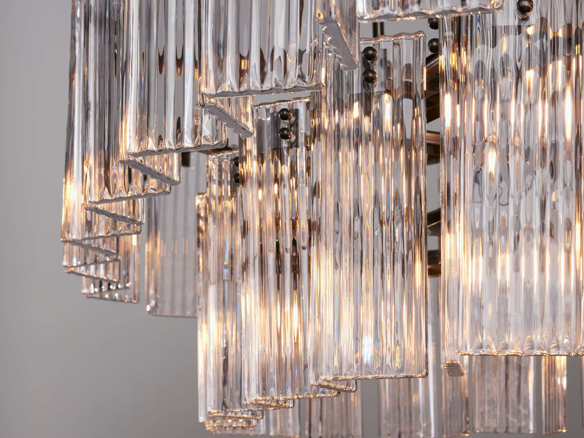 Reeded Glass Oval Glamour Chandelier