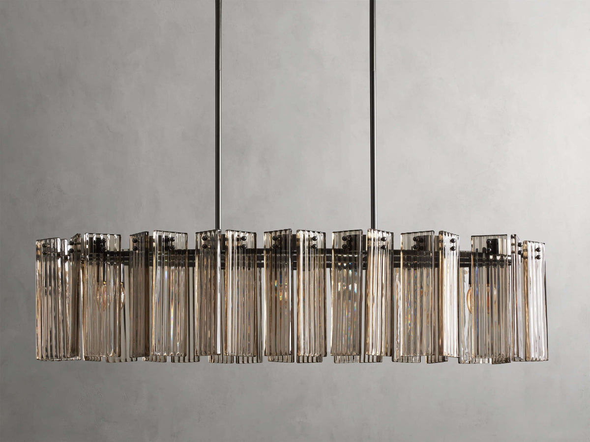 Reeded Glass Oval Glamour Chandelier
