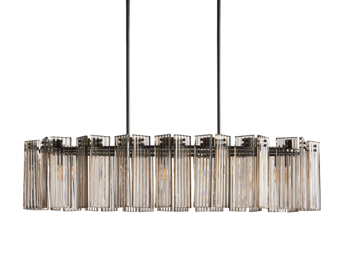 Reeded Glass Oval Glamour Chandelier