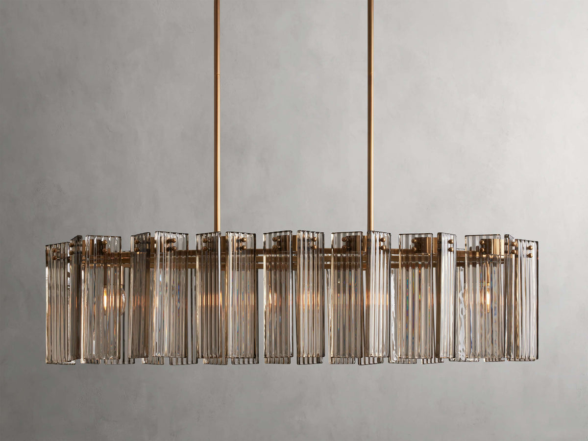 Reeded Glass Oval Glamour Chandelier