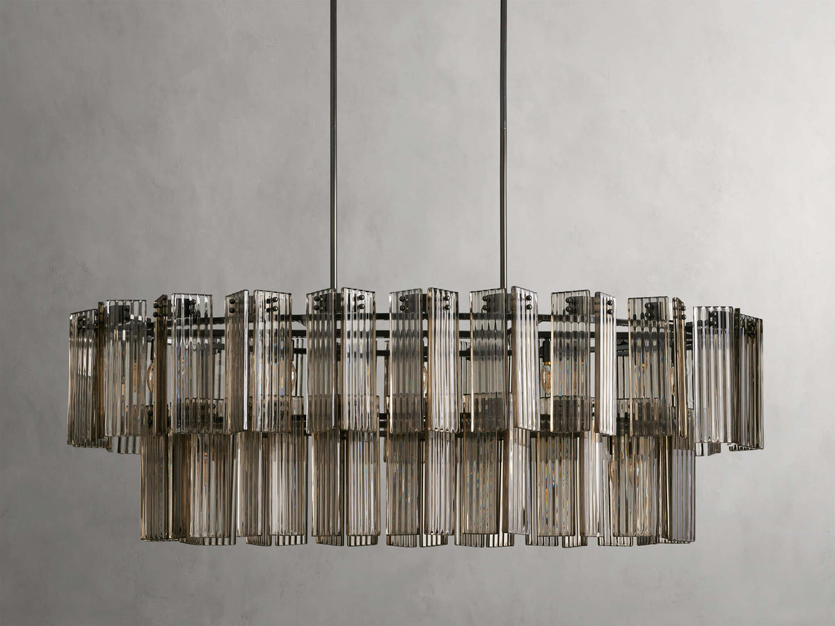 Reeded Glass Oval Glamour Chandelier