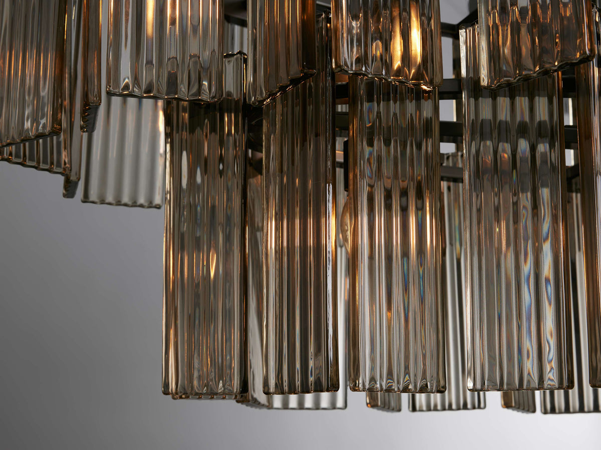 Reeded Glass Oval Glamour Chandelier