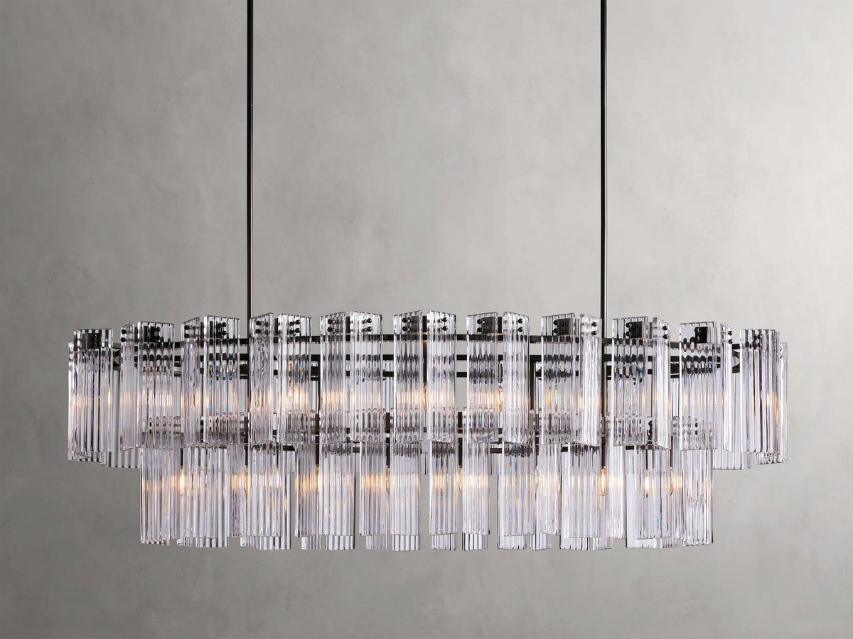 Reeded Glass Oval Glamour Chandelier
