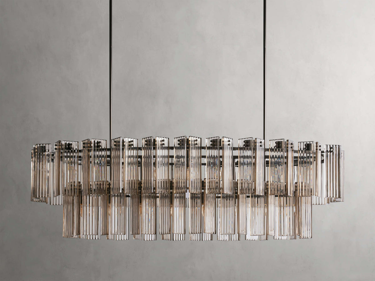 Reeded Glass Oval Glamour Chandelier