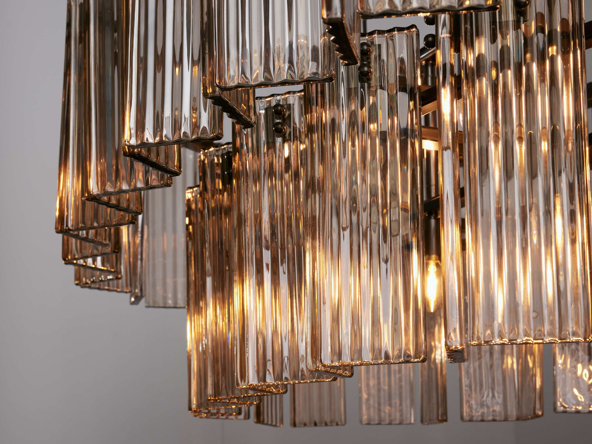 Reeded Glass Oval Glamour Chandelier