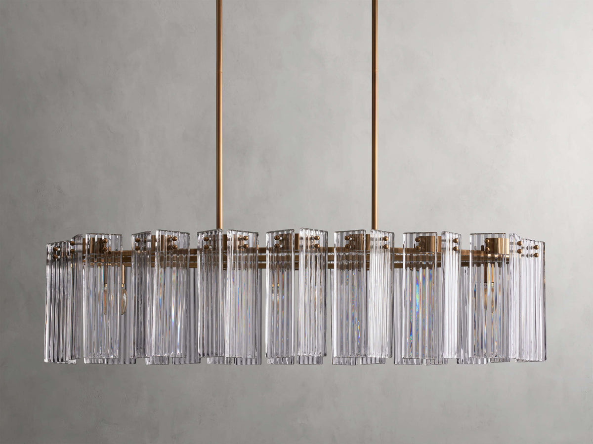 Reeded Glass Oval Glamour Chandelier