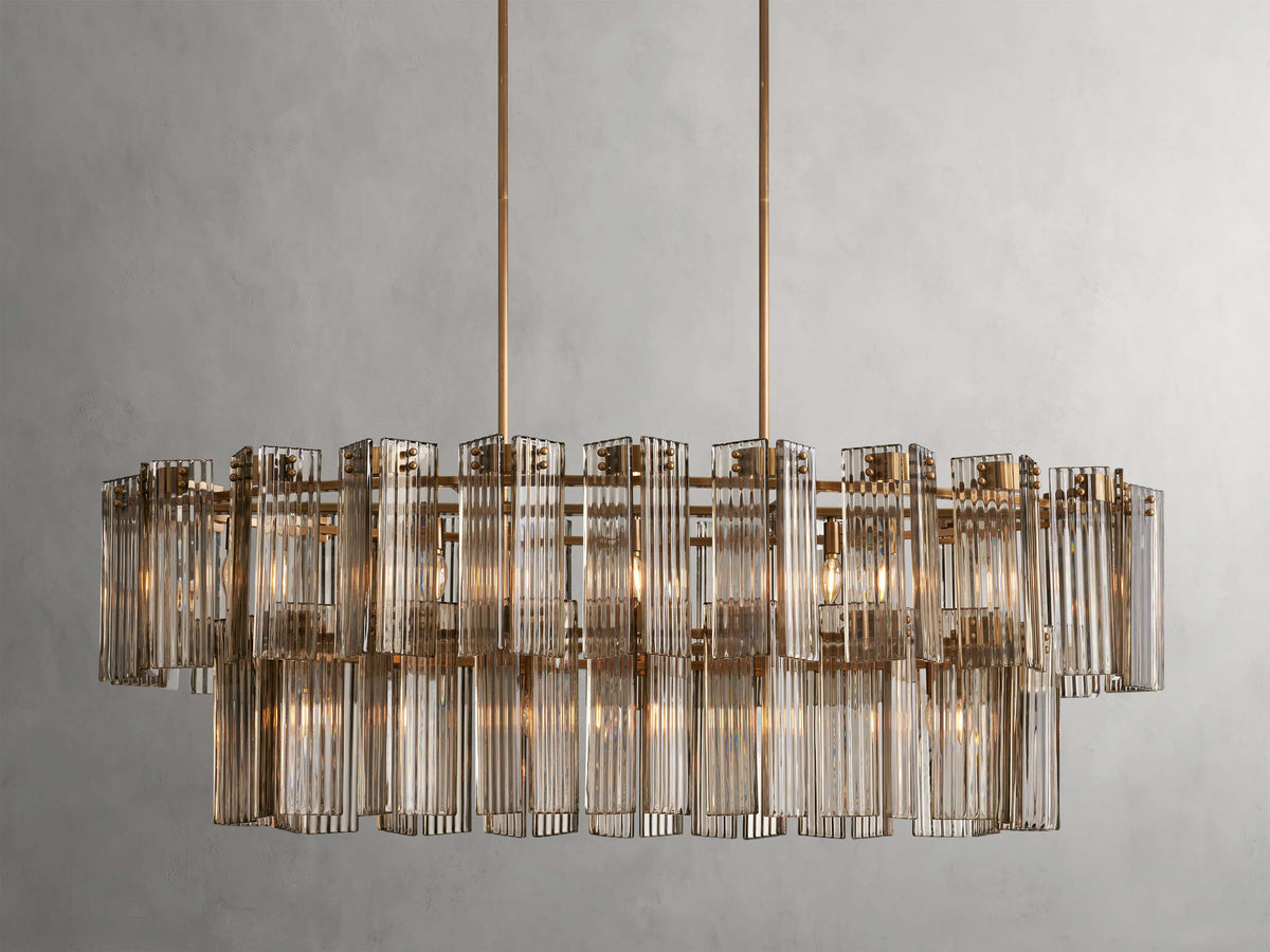 Reeded Glass Oval Glamour Chandelier