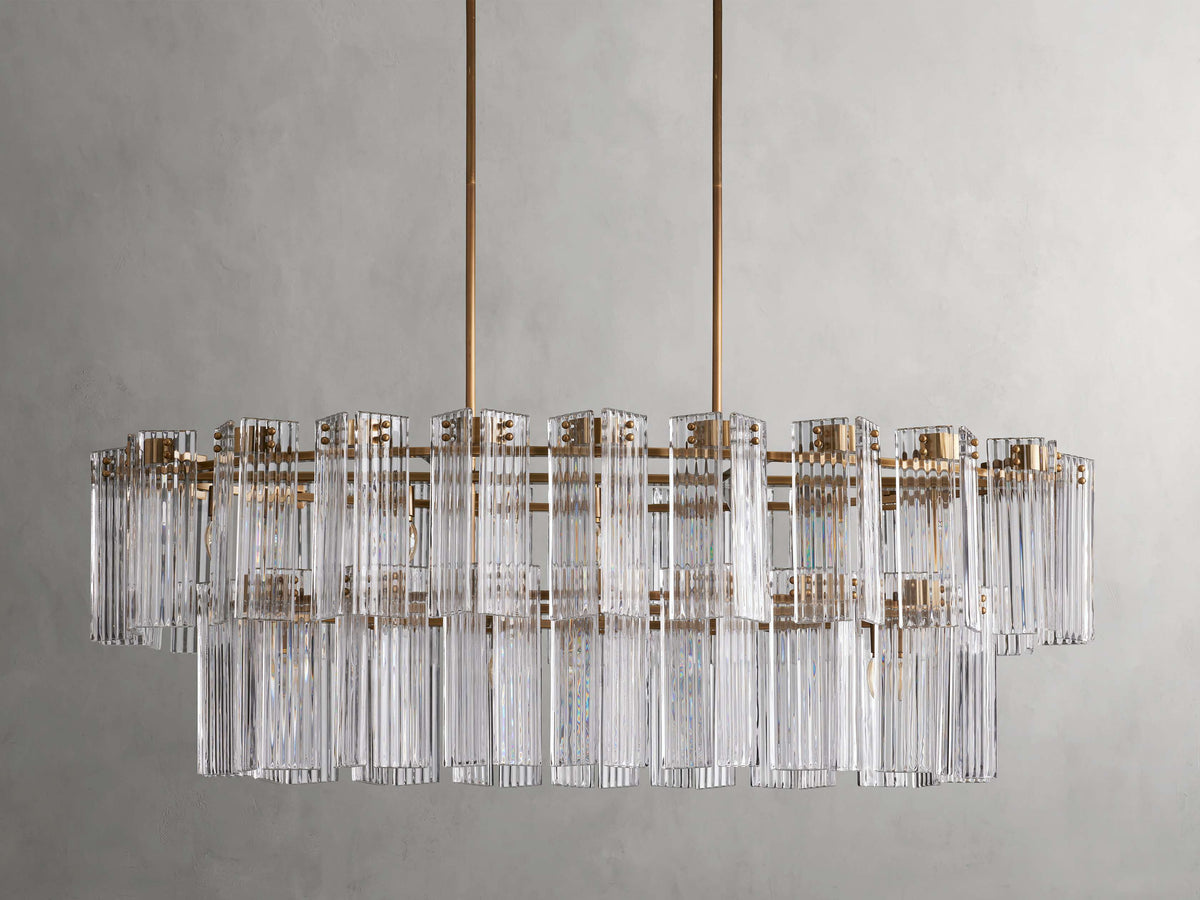 Reeded Glass Oval Glamour Chandelier