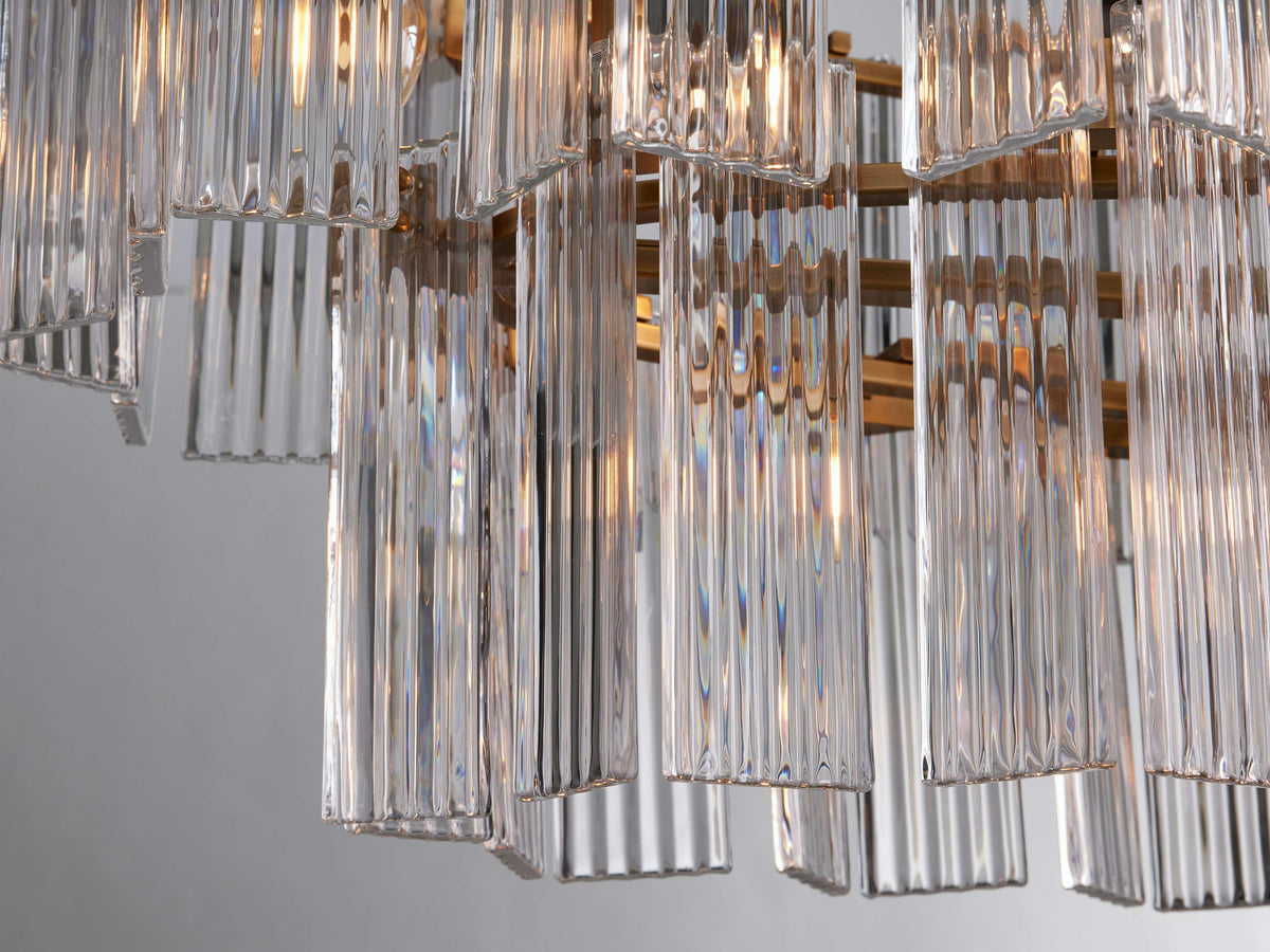 Reeded Glass Oval Glamour Chandelier