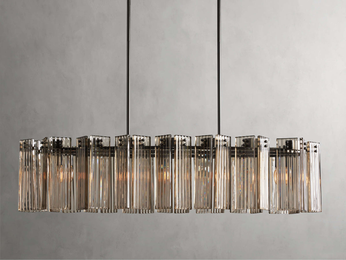 Reeded Glass Oval Glamour Chandelier