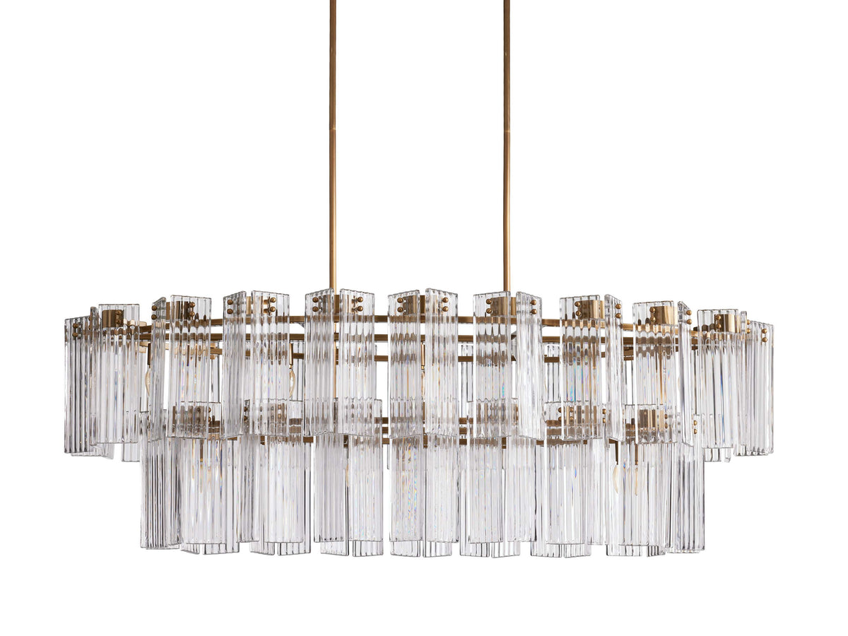 Reeded Glass Oval Glamour Chandelier