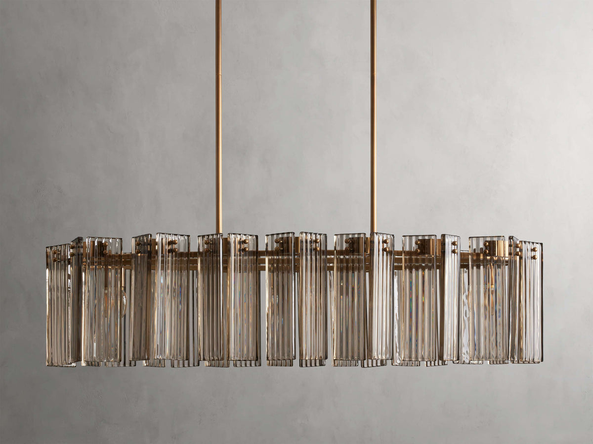 Reeded Glass Oval Glamour Chandelier