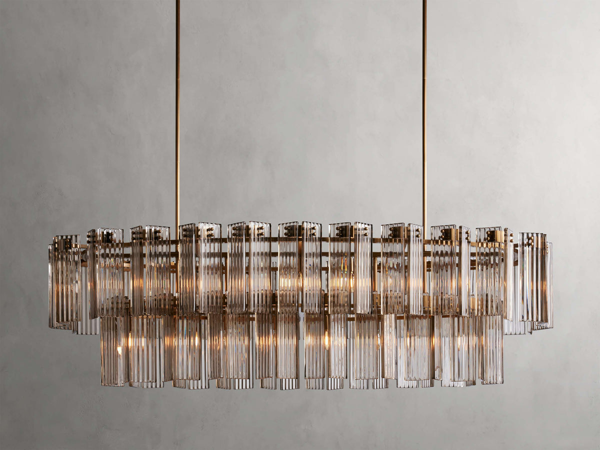 Reeded Glass Oval Glamour Chandelier