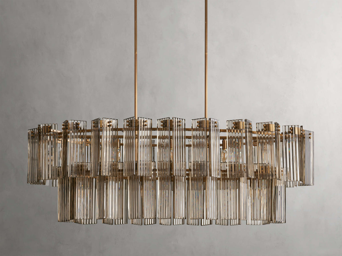 Reeded Glass Oval Glamour Chandelier