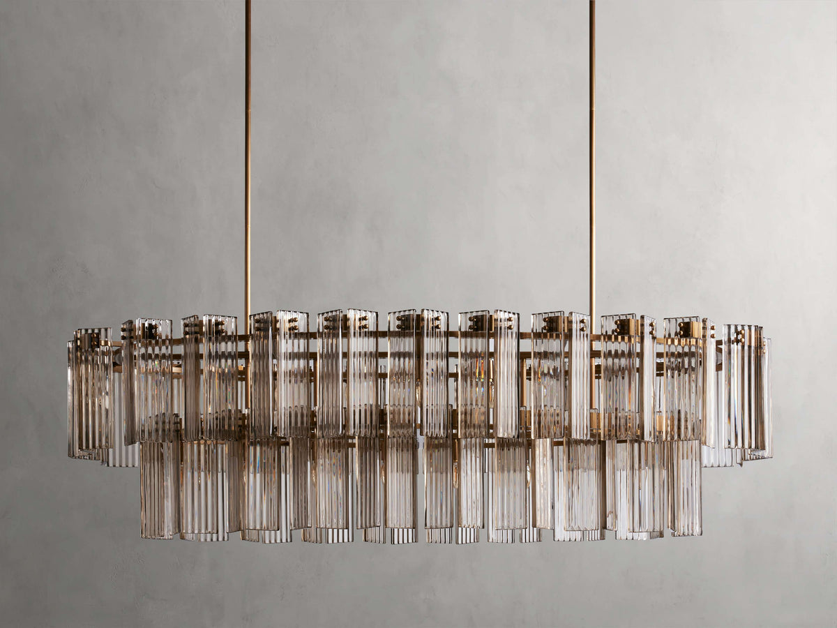 Reeded Glass Oval Glamour Chandelier