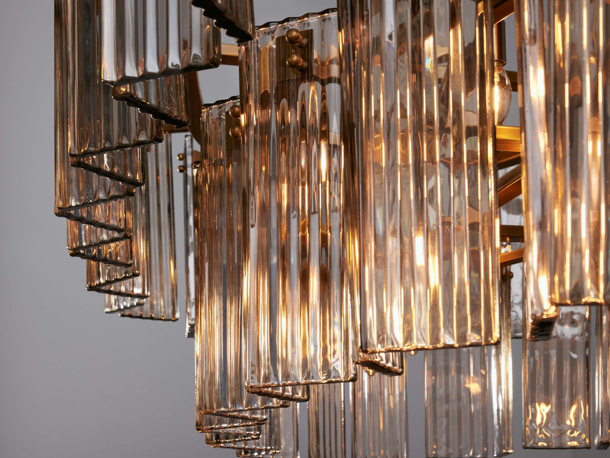 Reeded Glass Oval Glamour Chandelier