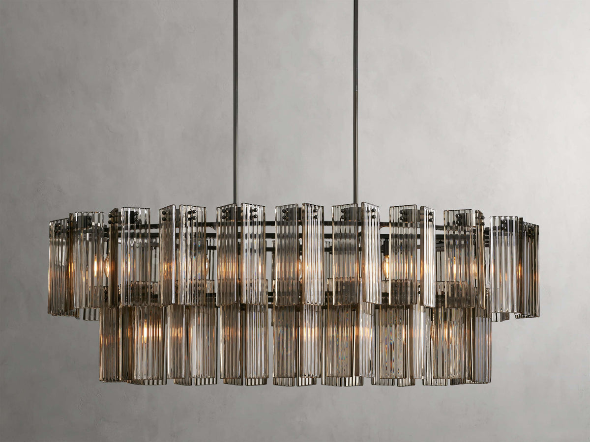 Reeded Glass Oval Glamour Chandelier